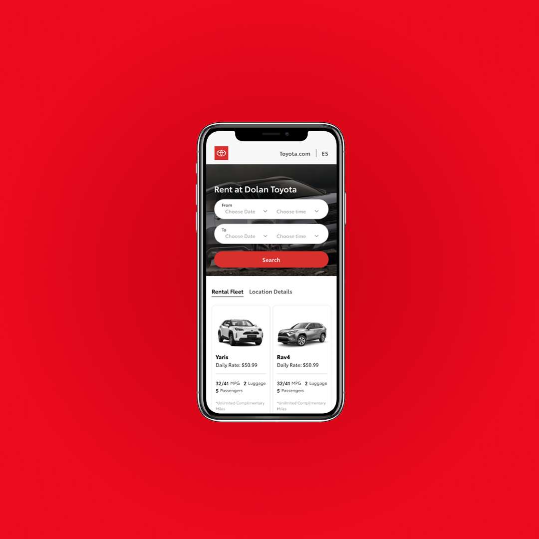 Toyota — dealer rental mobile reservation